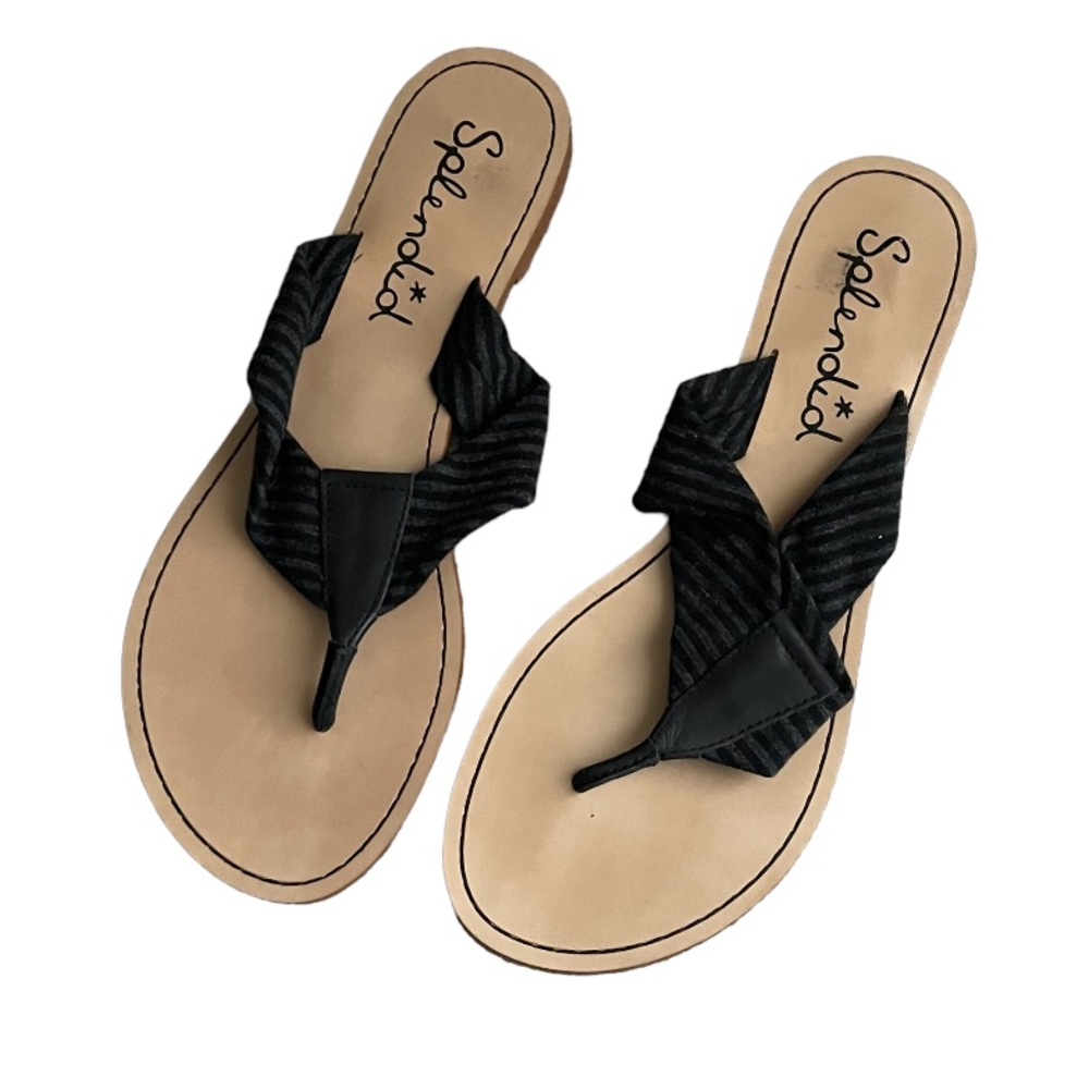 Splendid Fine Leather/Textile Upper Slide Thong Sandals 8.5M